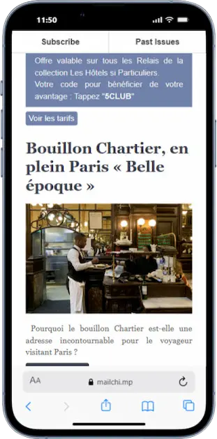 Exemple de newsletter réalisée par Coach Hotels